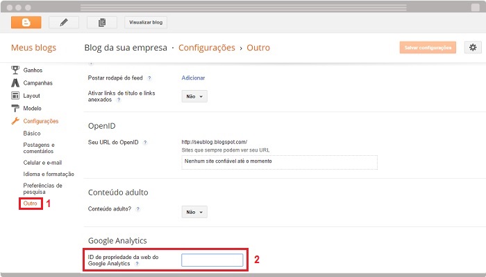 Como integrar Blogger com Google Analytics